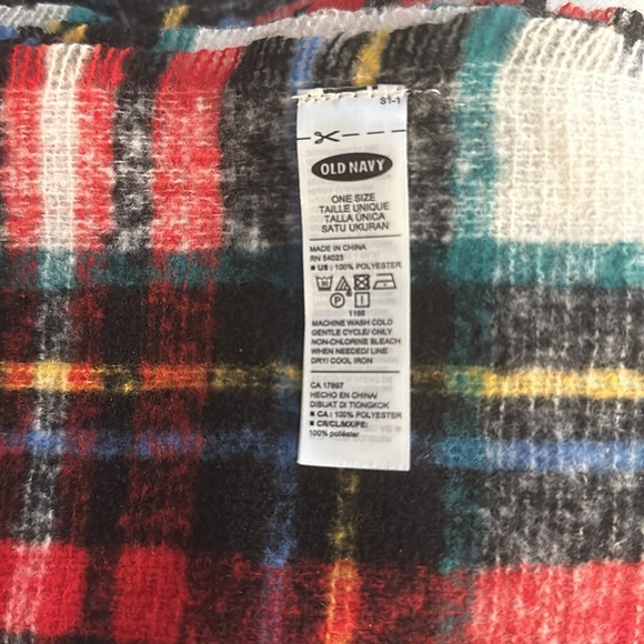 Old Navy plaid White Tartan Blanket scarf soft brushed flannel - Picture 2 of 5